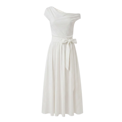 Lace-Trim Off-Shoulder Tie Dress