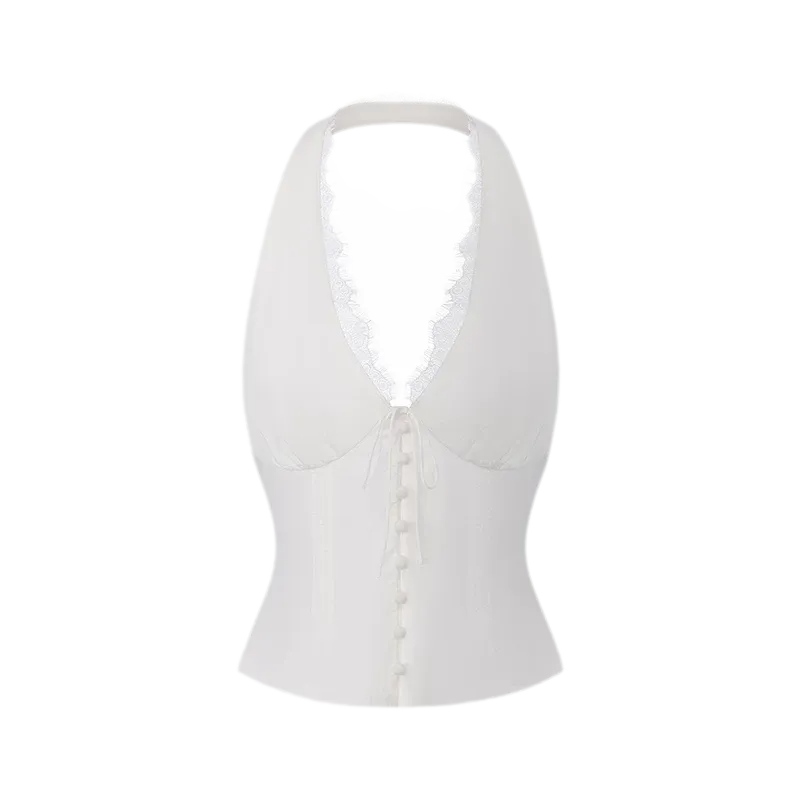 Lace Backless Blouse
