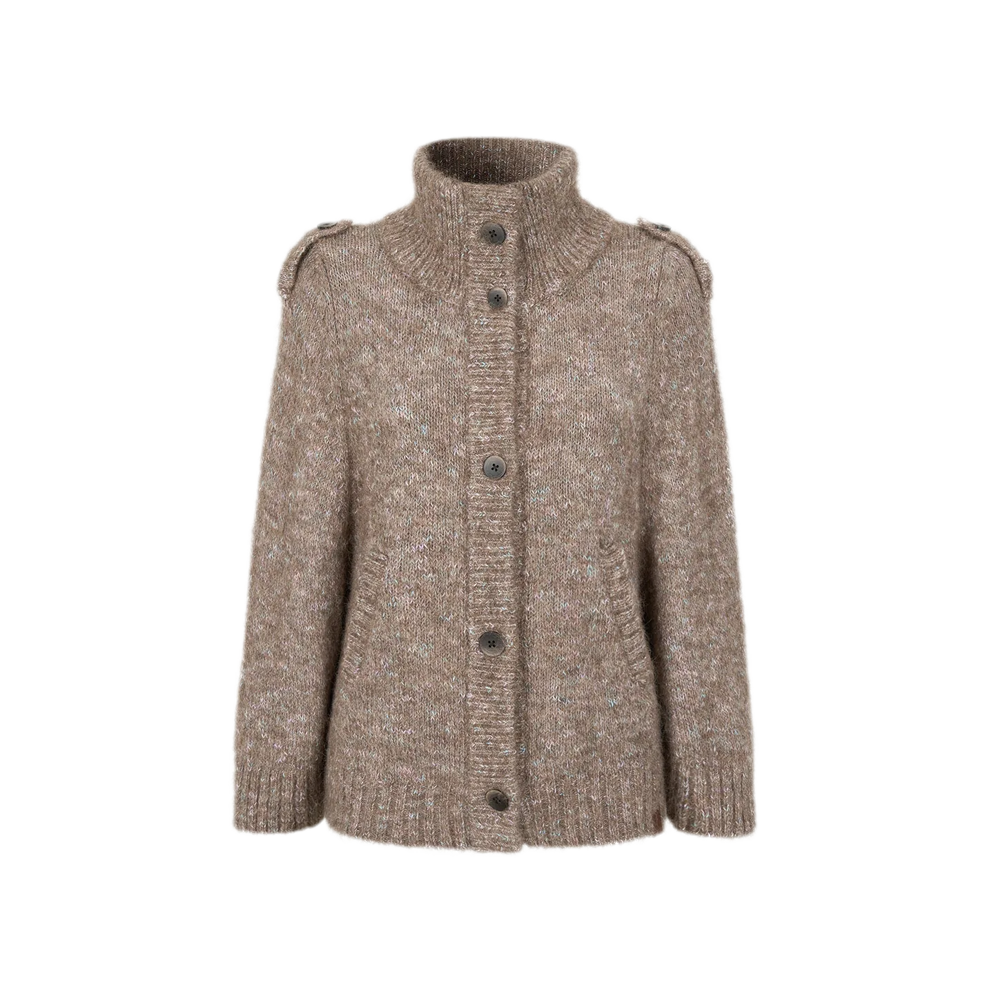 Textured Stand Collar Cardigan