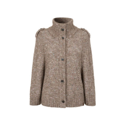 Textured Stand Collar Cardigan