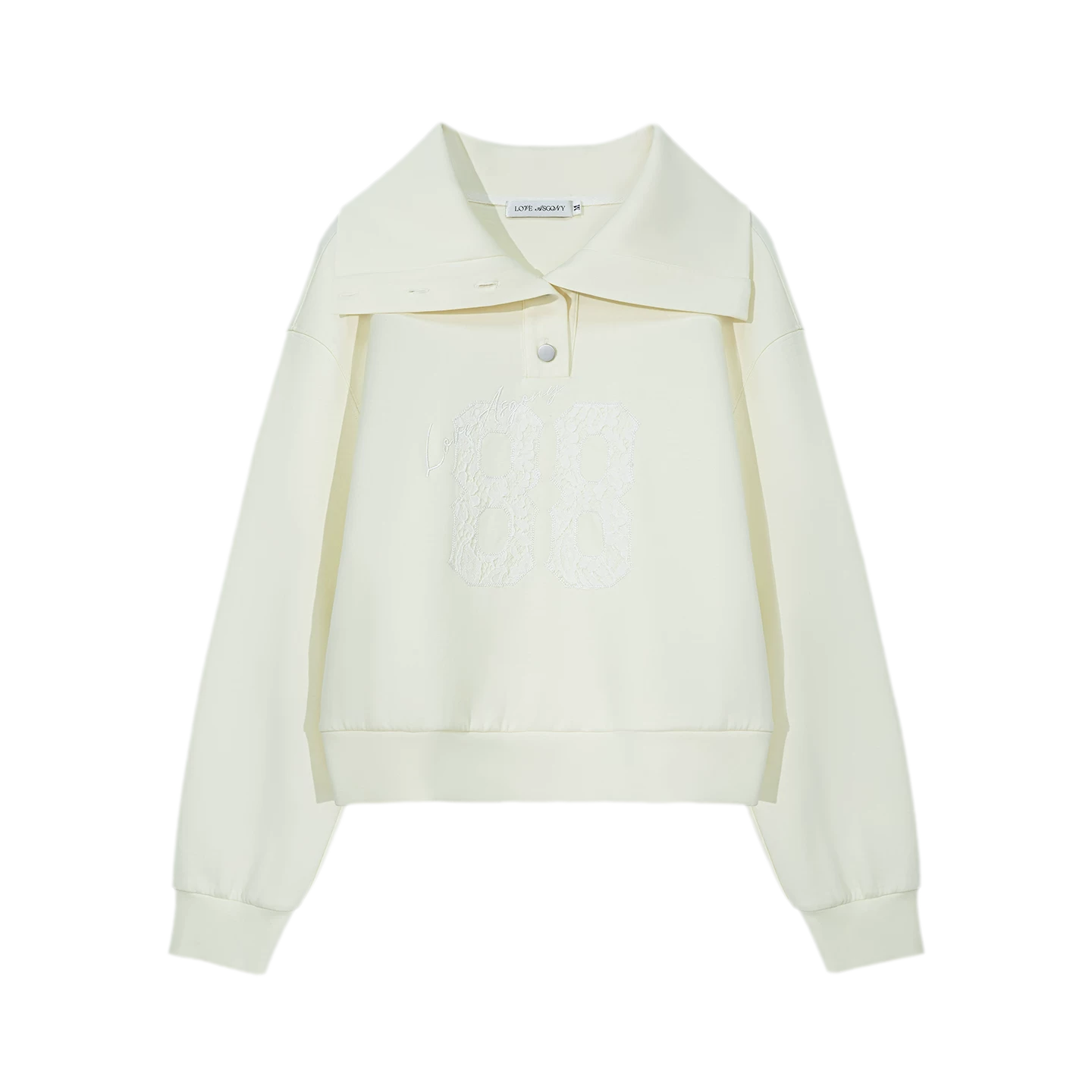 Lace Appliqué Cropped Sweatshirt