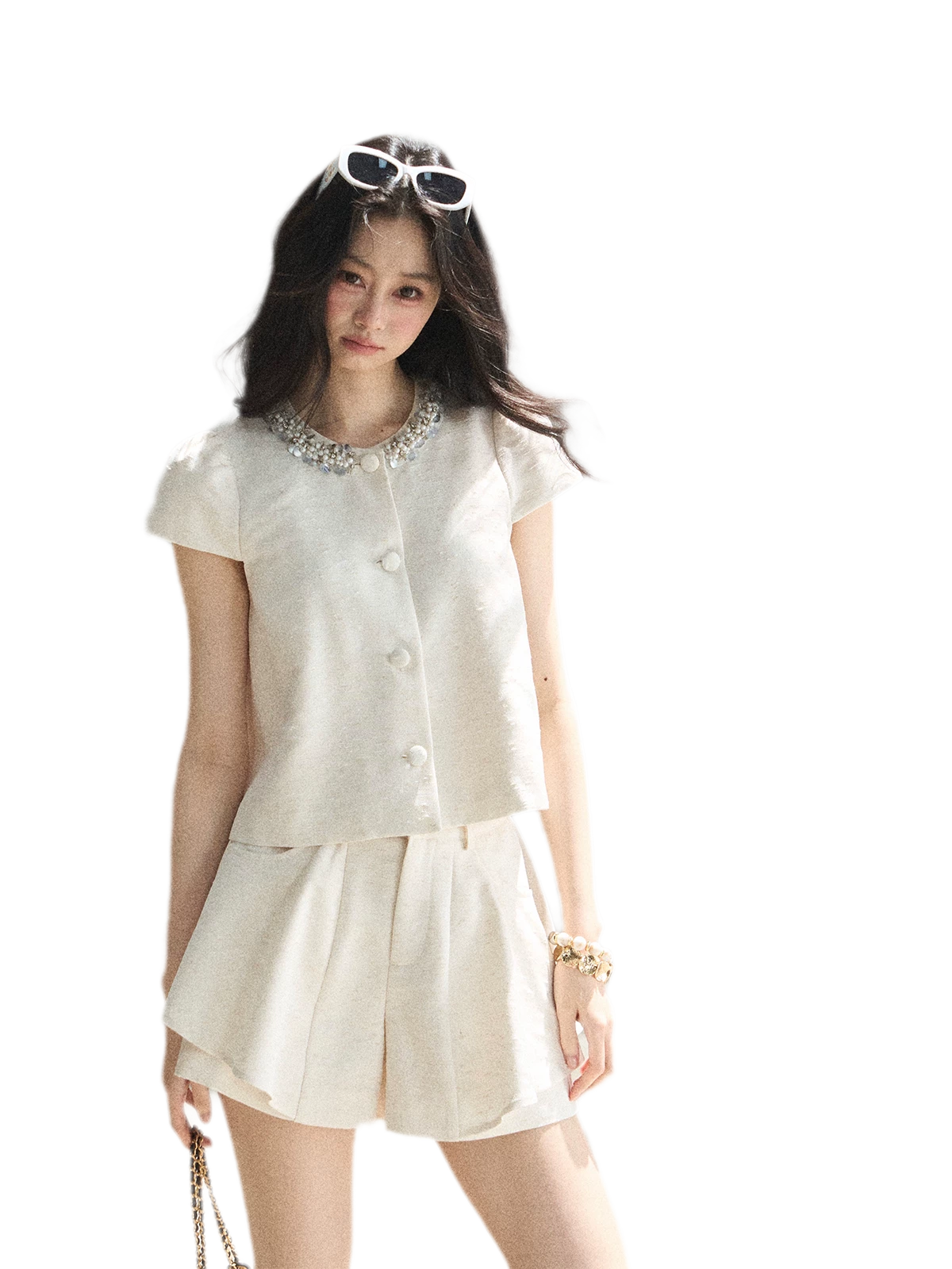 Beaded Collar Short Set