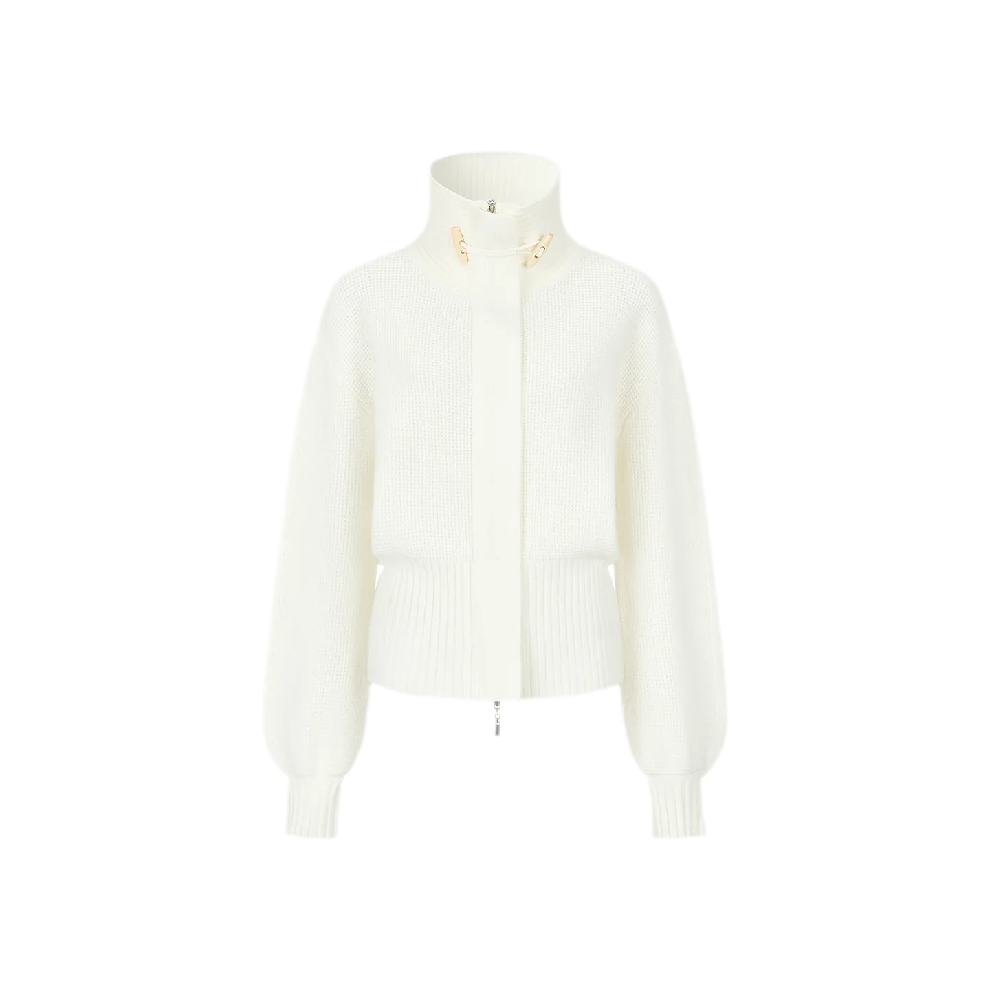 Waffle Knit Toggle Collar Cardigan
