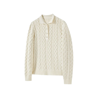 Chunky Cable Knit Polo Sweater