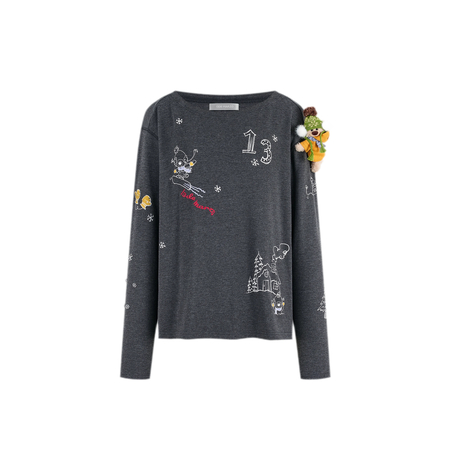 Graphic Off-Shoulder Long-Sleeve T-Shirt