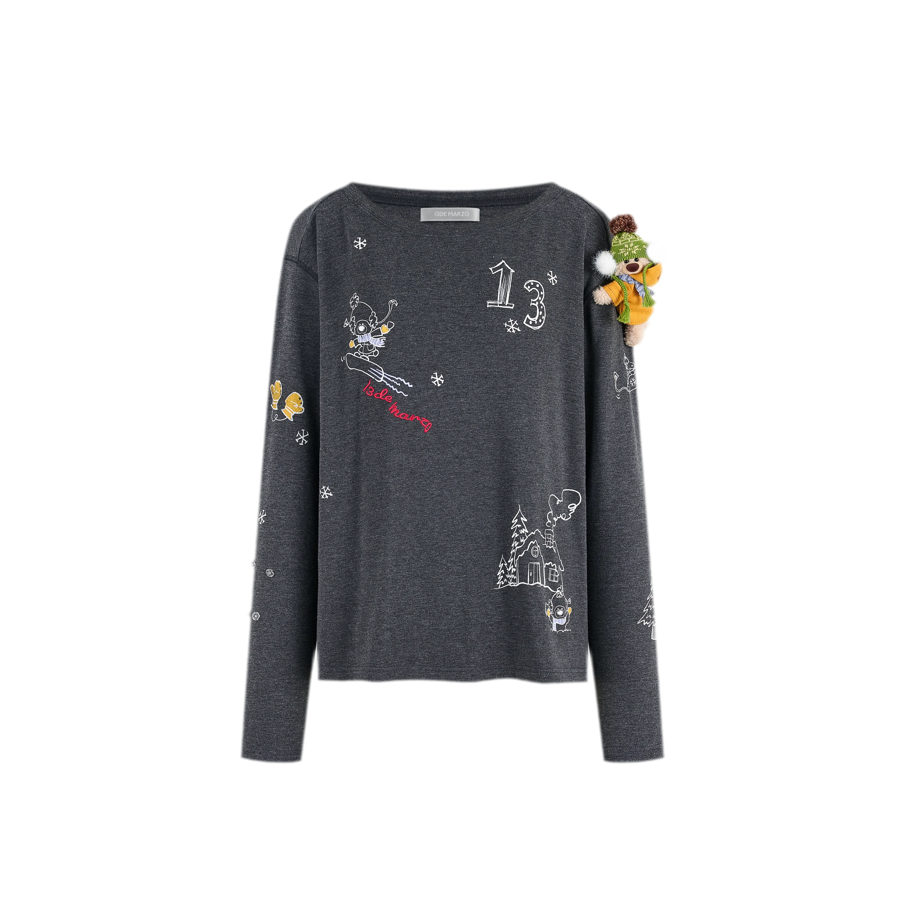 Graphic Off-Shoulder Long-Sleeve T-Shirt