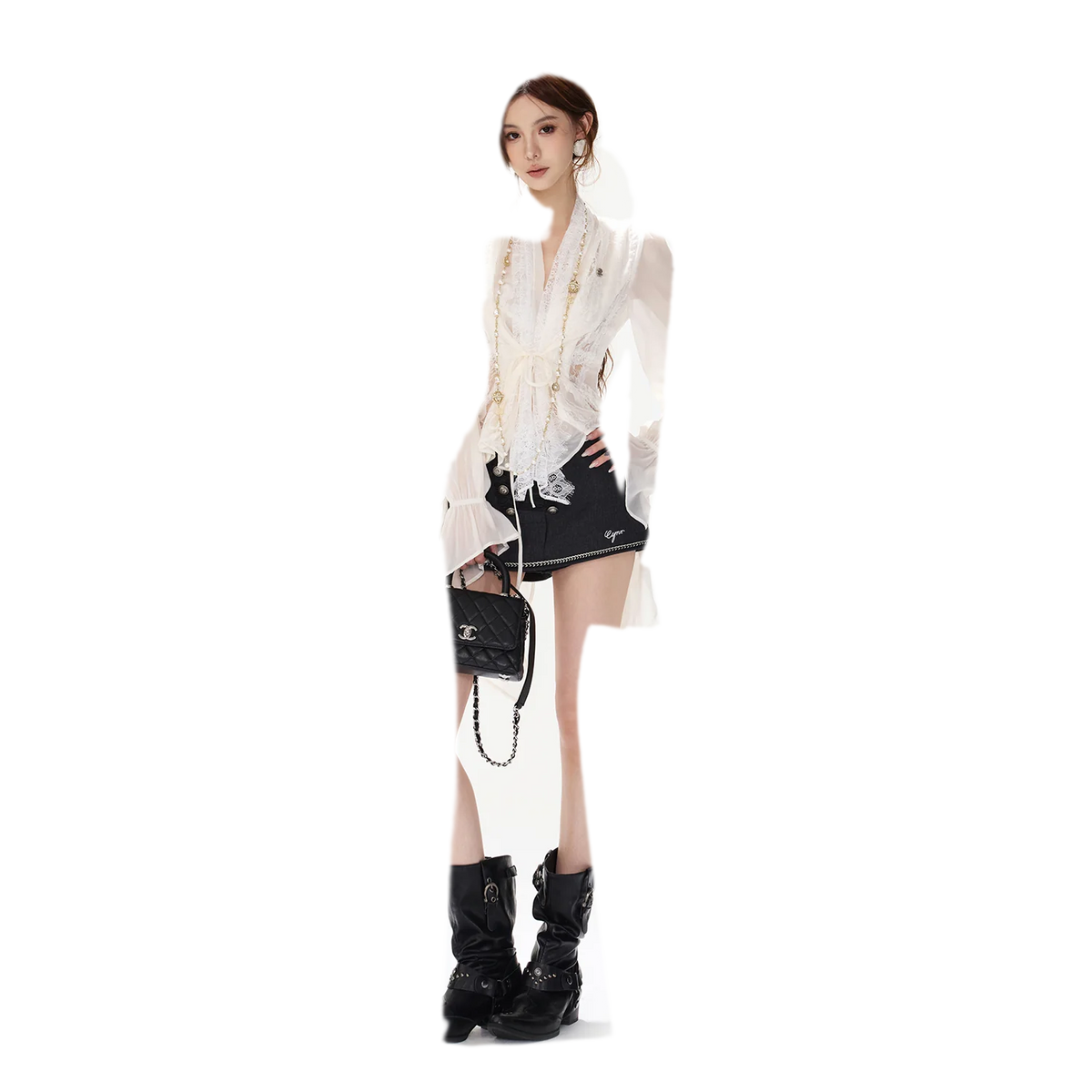 Lace Wrap Swallowtail Blouse