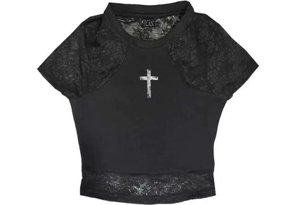 Lace Fitted Top Skirt Set