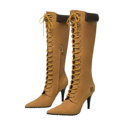 Frosted Pointed-Toe High Boots