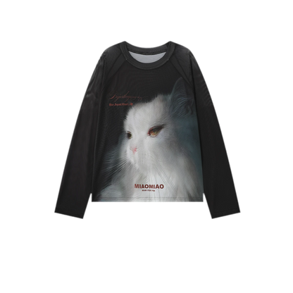 Sheer Oversized Cat Mesh Top