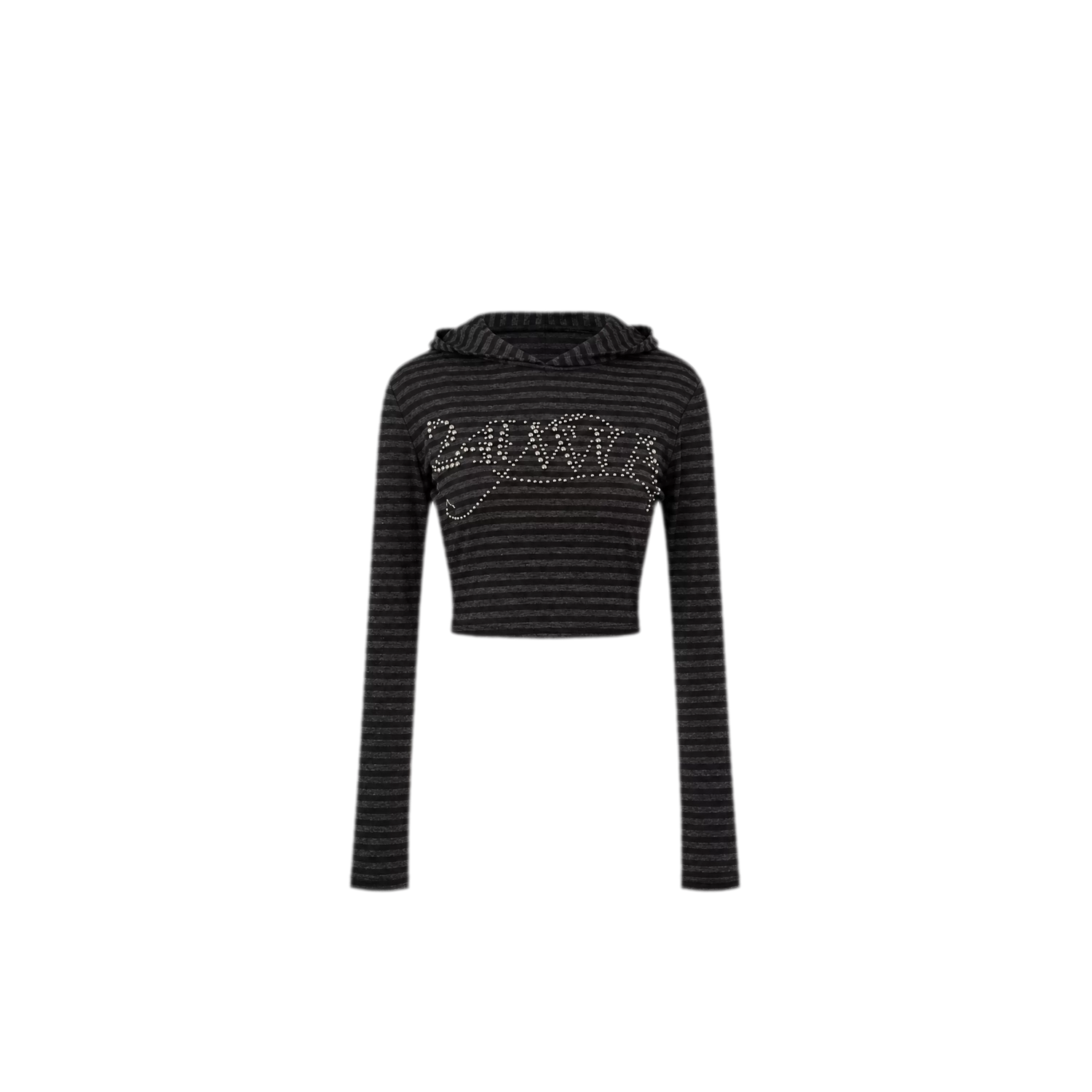 Rhinestone Cropped Hooded T-Shirt