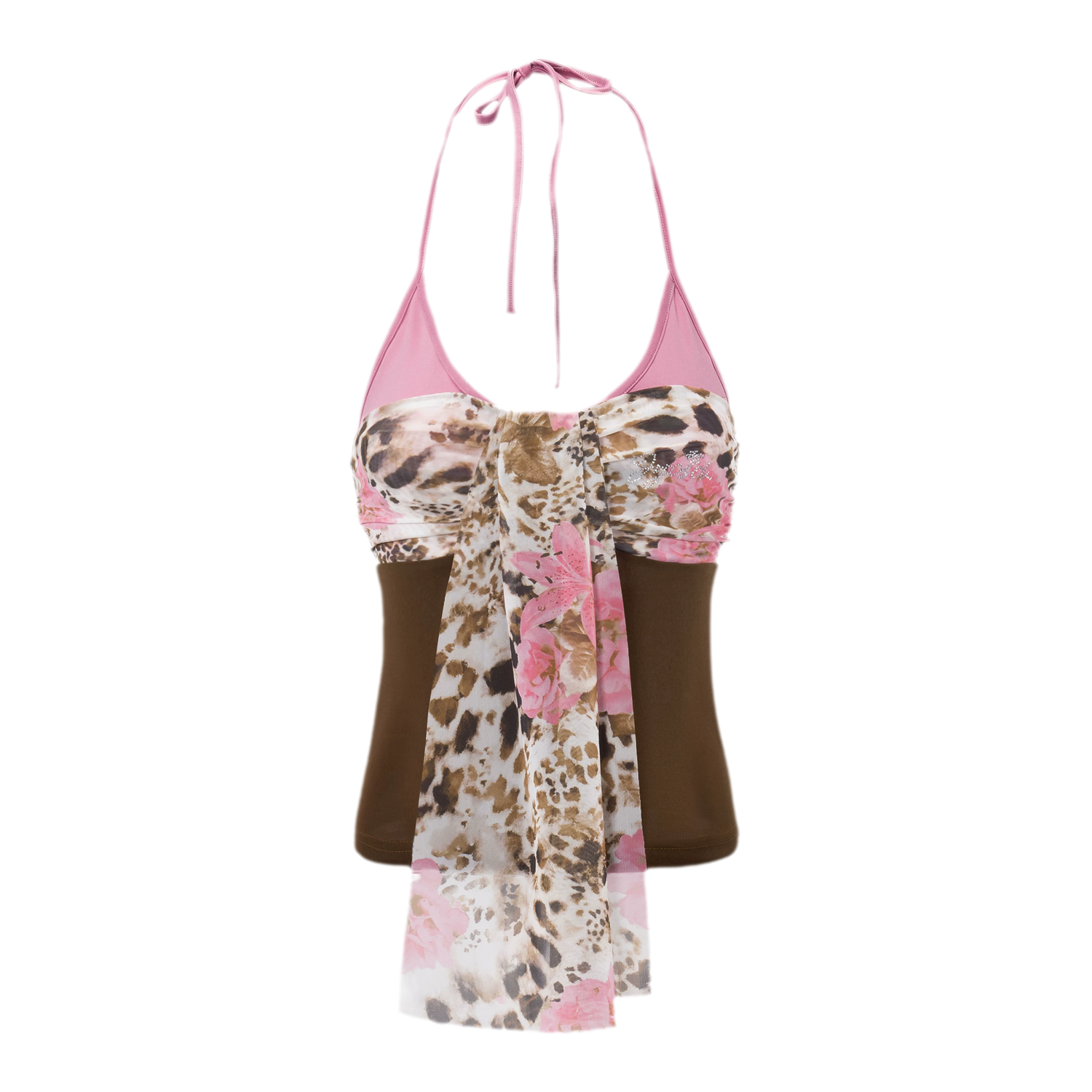 Leopard Print Mesh Halter Top