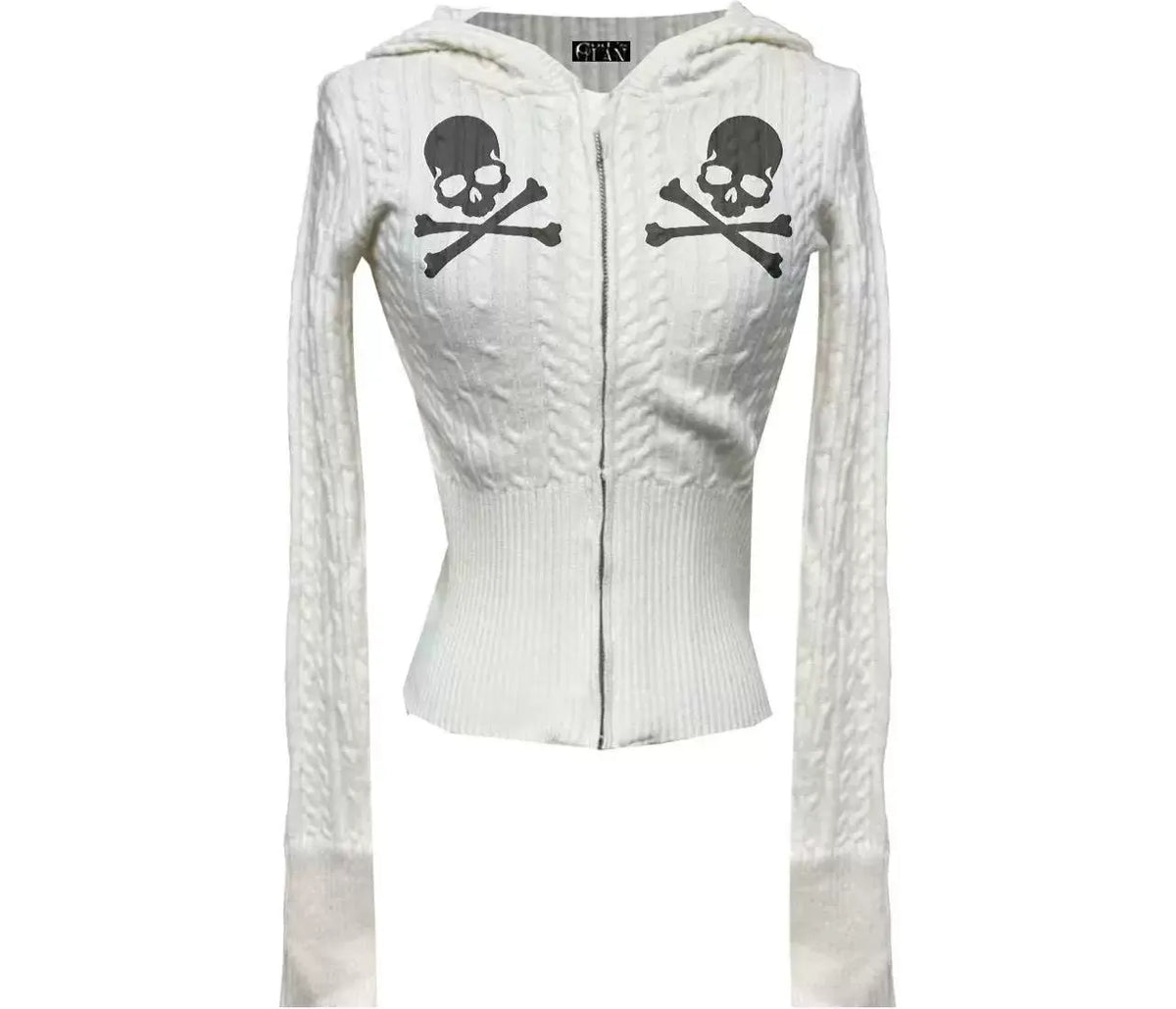 Cable-Knit Cropped Hooded Cardigan