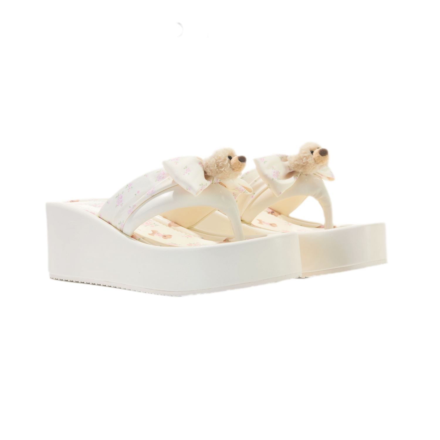Floral Wedge Thong Sandals