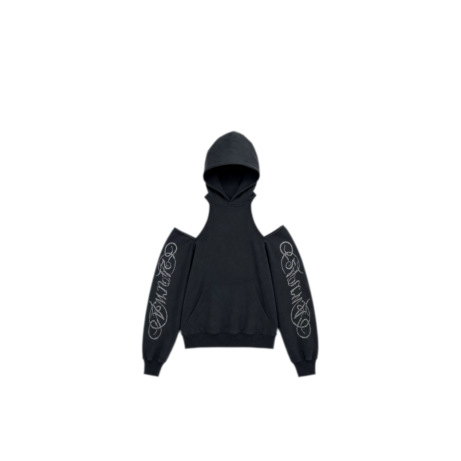 Rhinestone Off-Shoulder Hoodie Set