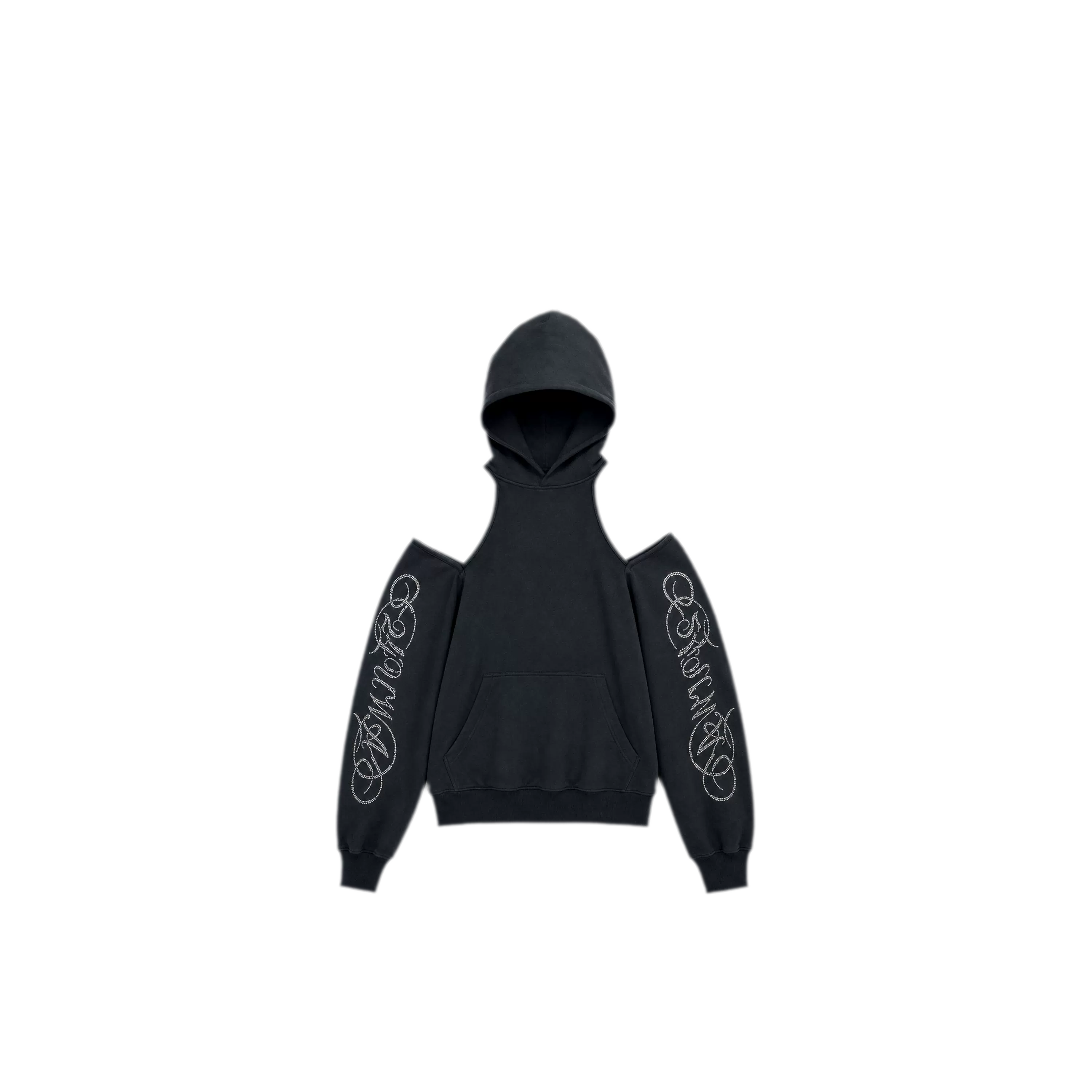 Rhinestone Off-Shoulder Hoodie Set