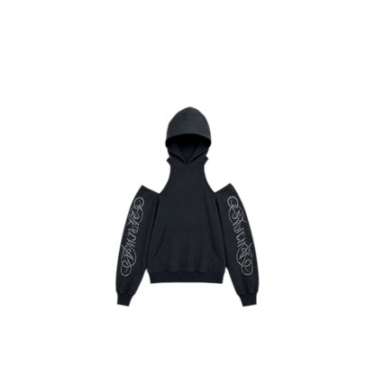 Rhinestone Off-Shoulder Hoodie Set