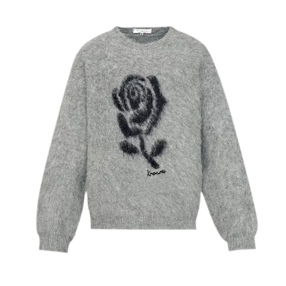 Rose Jacquard Grey Sweater
