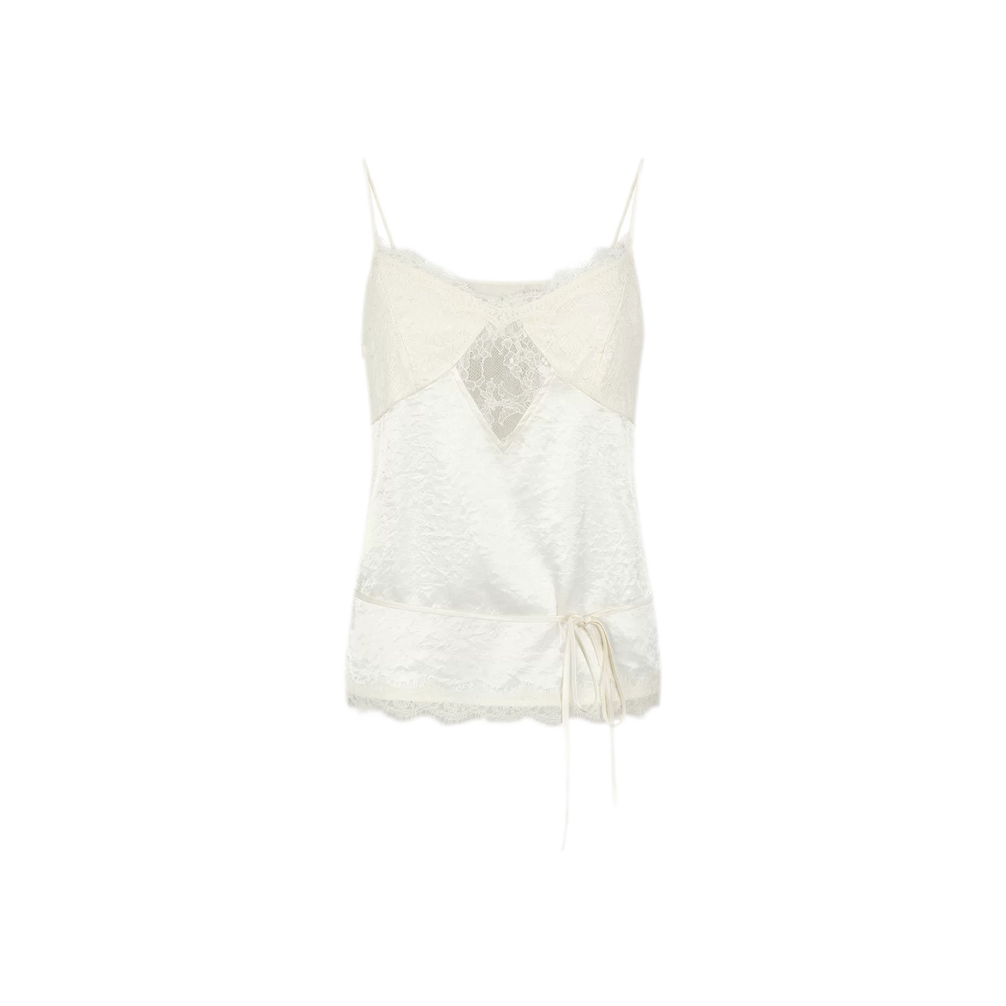 Lace Tie Waist Satin Camisole