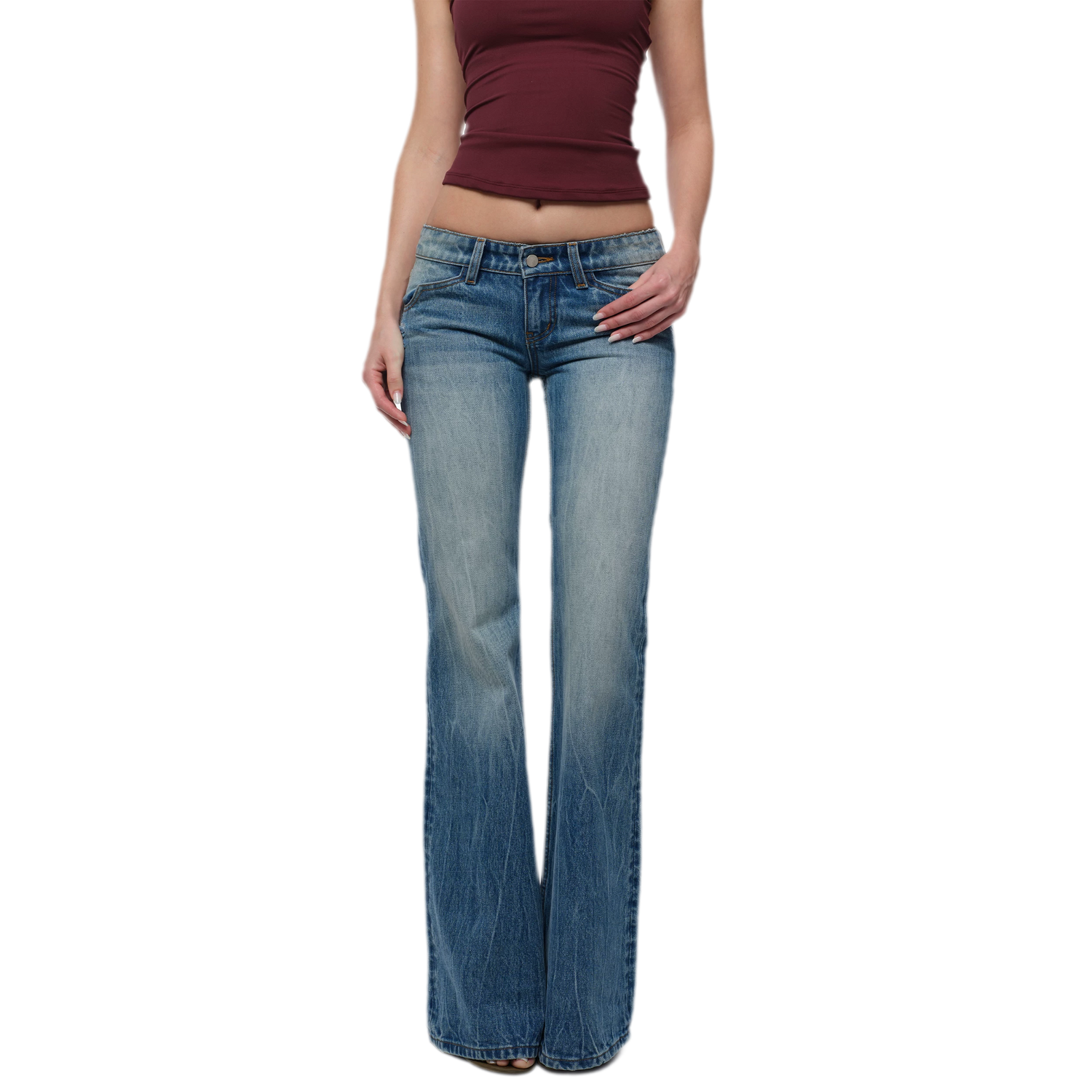 Heavy Wash Wide-Leg Jeans