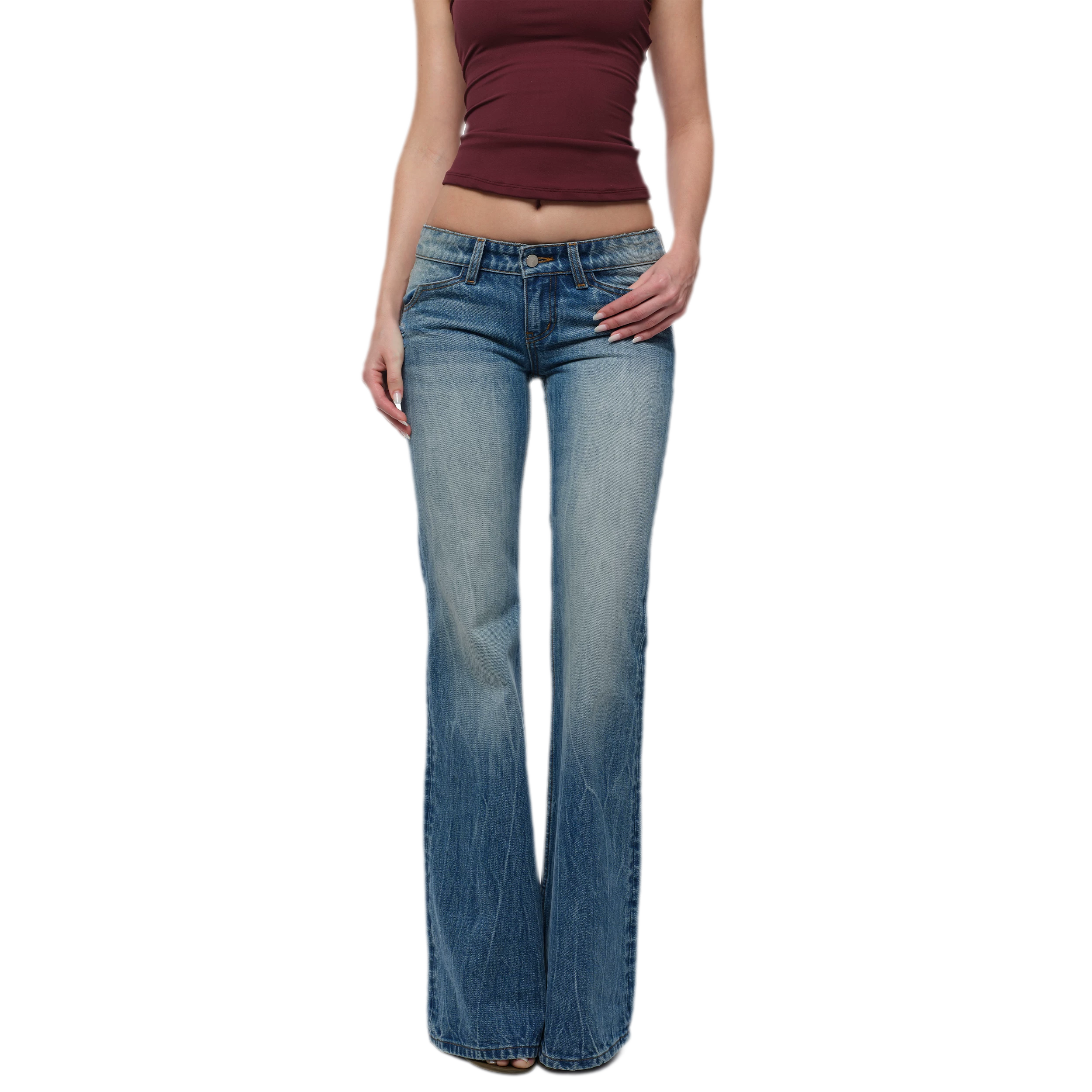 Heavy Wash Wide-Leg Jeans