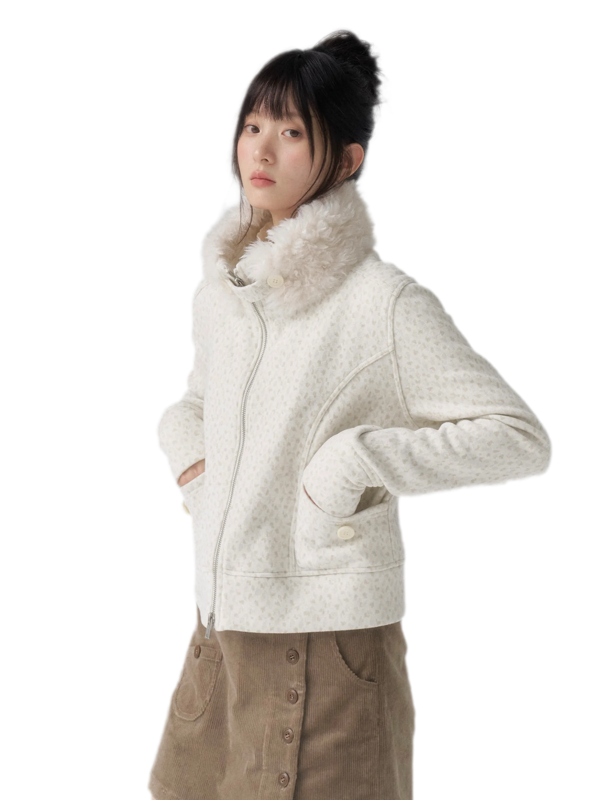 Brushed Jacquard Cropped Jacket