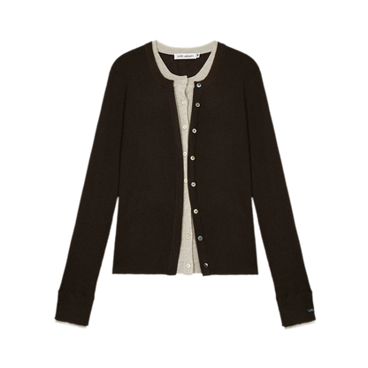 Fine Knit Contrast Cardigan