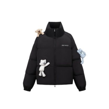 Bear Embroidered Puffer Down Jacket