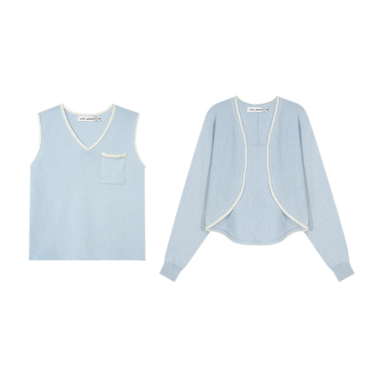 Fine Knit Cardigan Vest Set