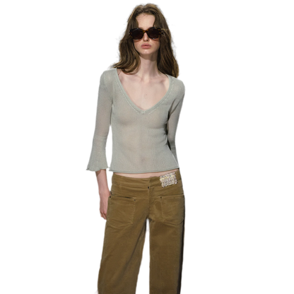 Sheer Bell Sleeve Knit Top