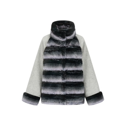 Gradient Faux-Fur Wool Coat
