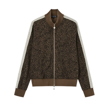 Leopard Print Cropped Zip Jacket