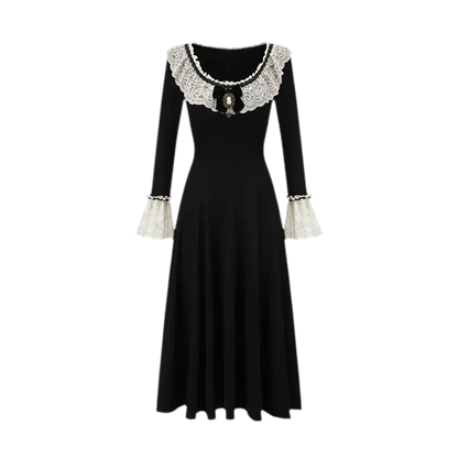 Stretch Lace Trim Knit Dress