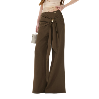 Twist Belt Wide-Leg Pants
