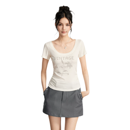 Floral U-Neck Tee