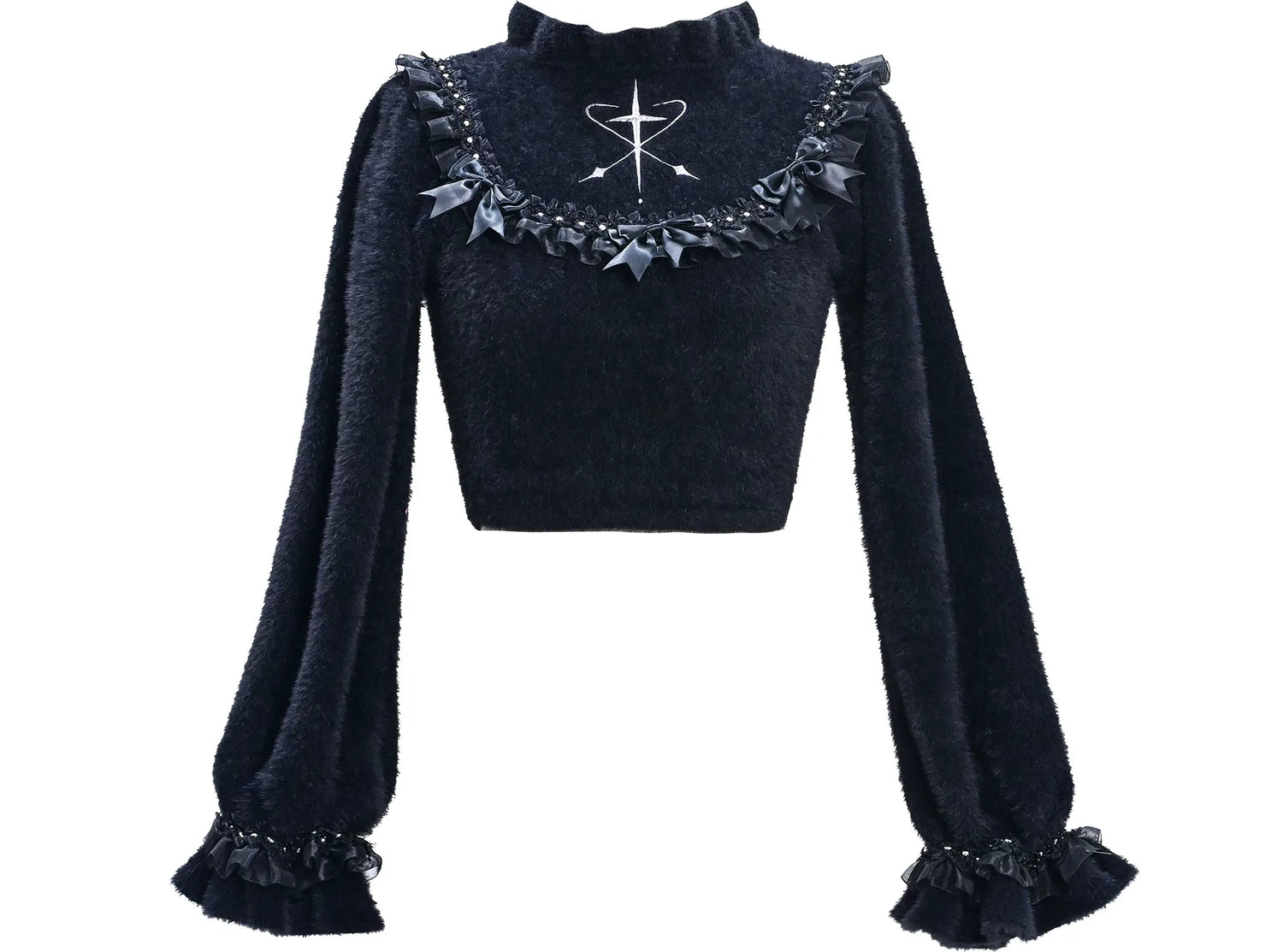 Faux Mink Cropped Knit Sweater