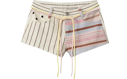Printed Low-Rise Denim Shorts