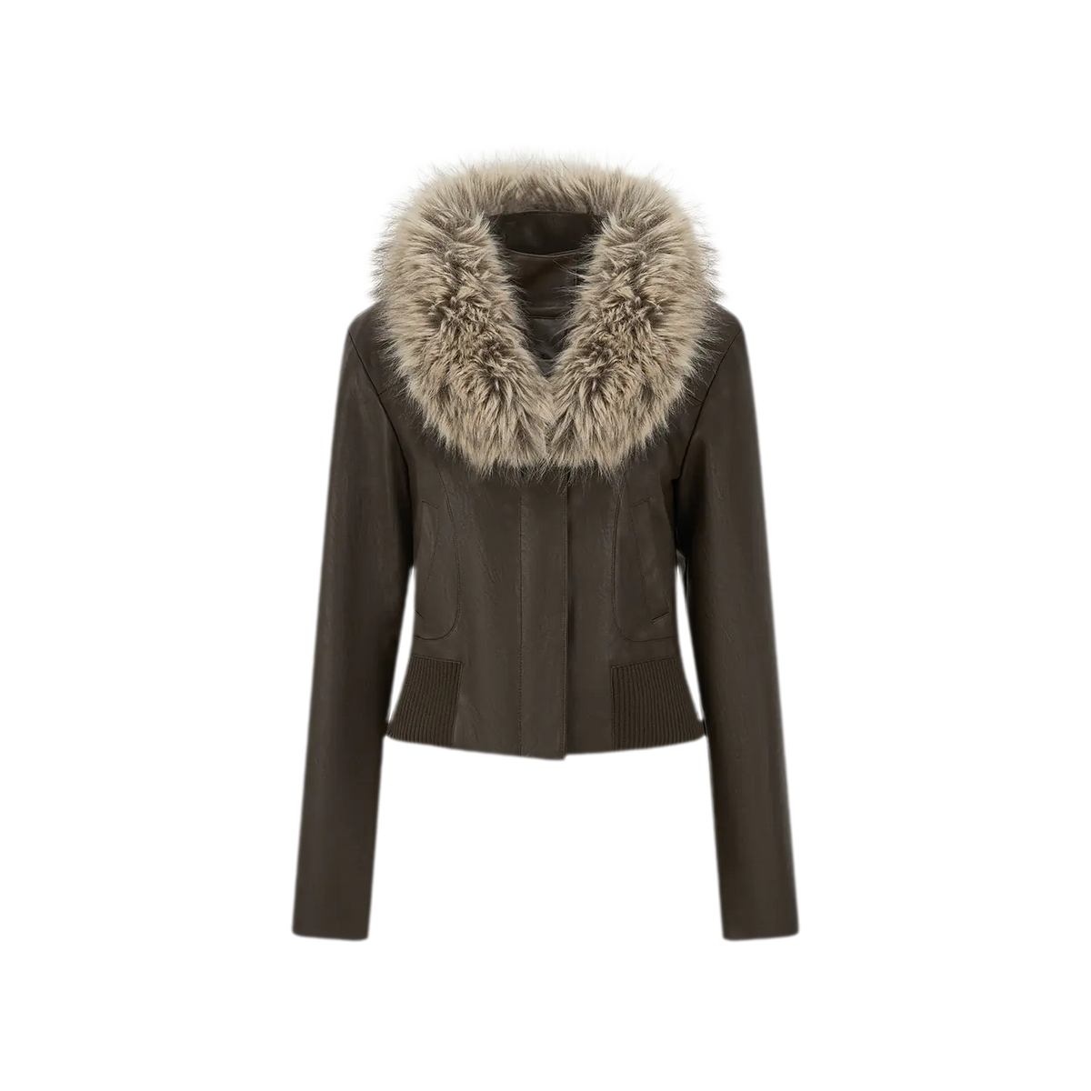 Textured Cropped PU Jacket