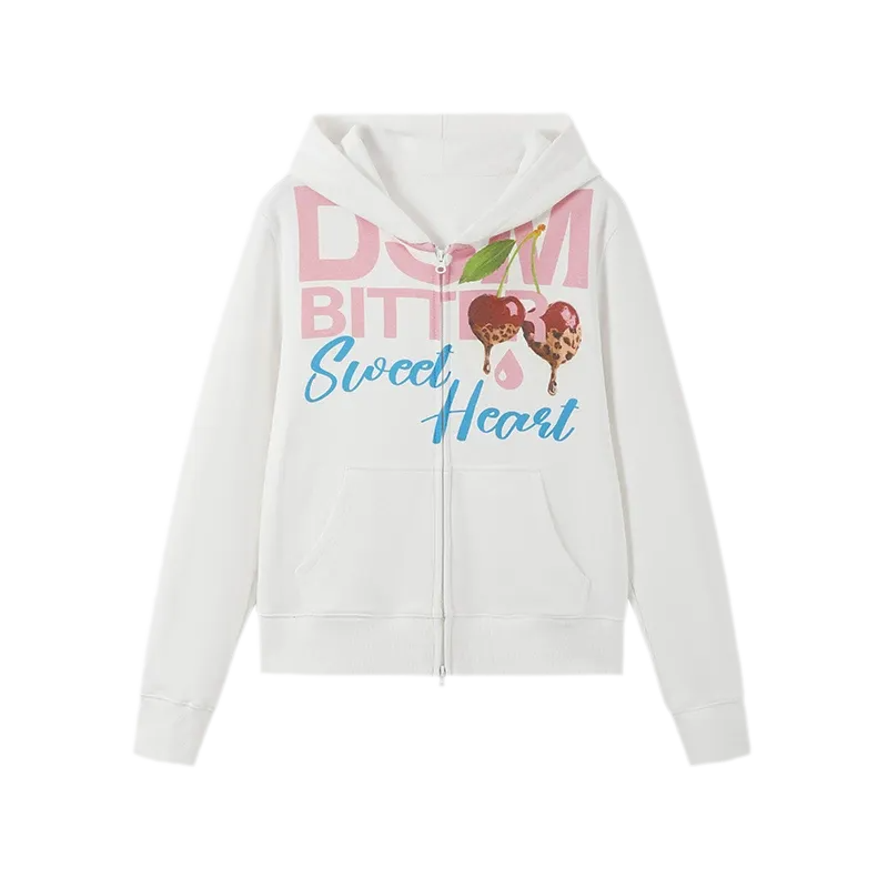 Fruit Print Zip Hoodie