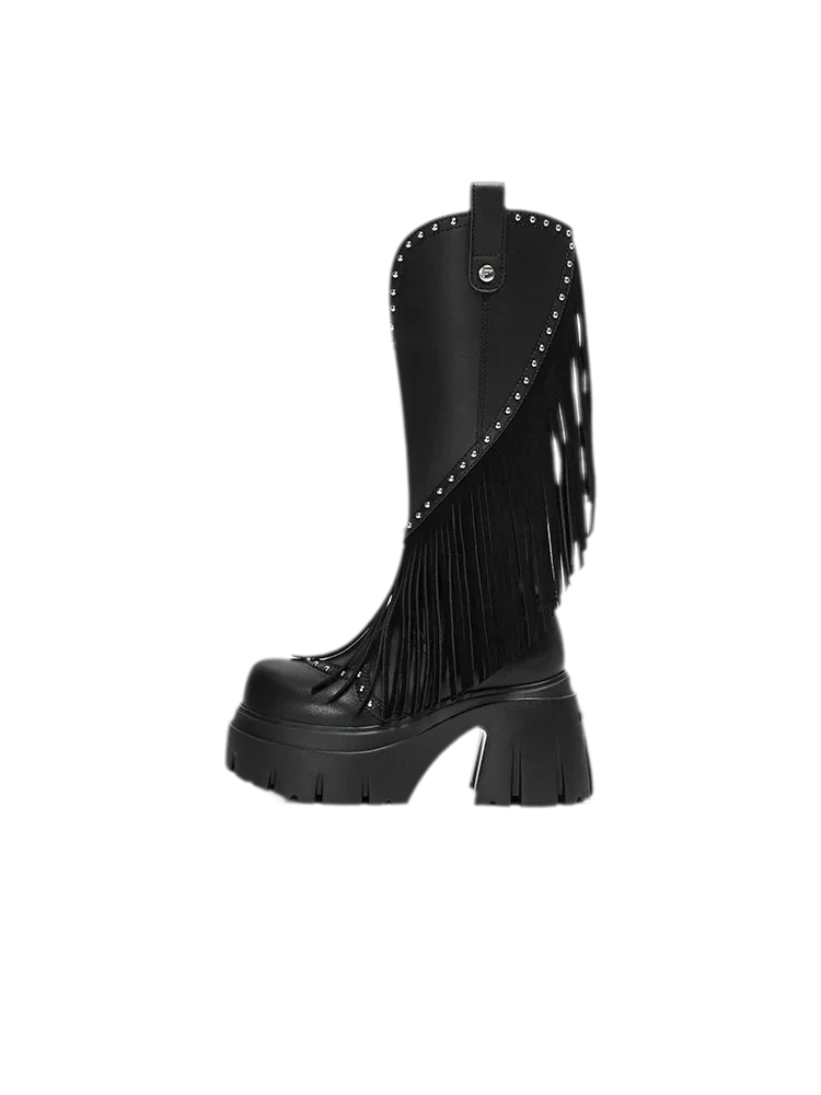 Studded Fringe Western Boots