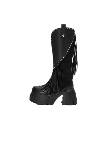 Studded Fringe Western Boots