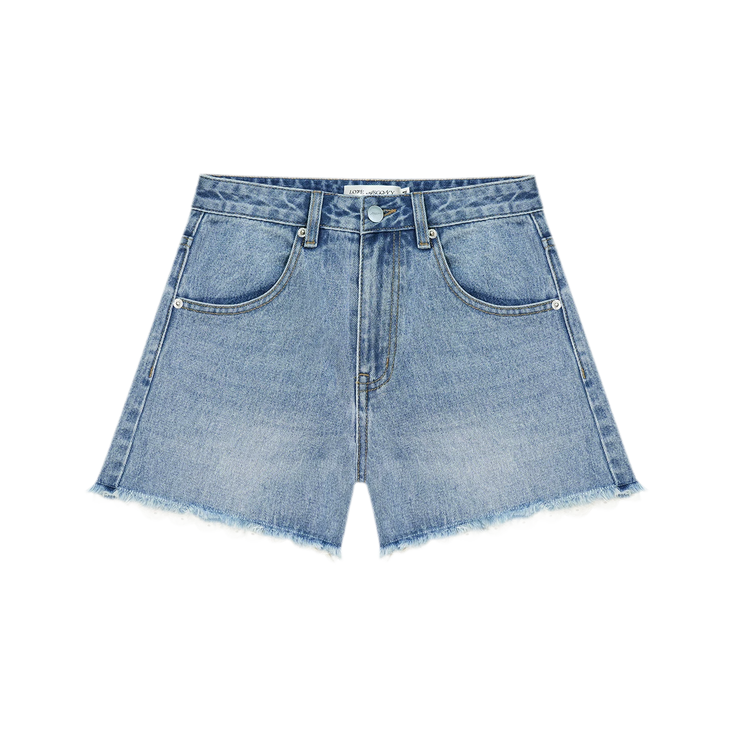 Lace Trim Washed Denim Shorts