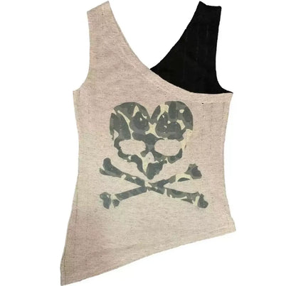 Distressed Skull Graphic Vest