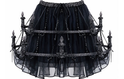 Chân váy dạ hội gothic xếp tầng đính hạt cườm