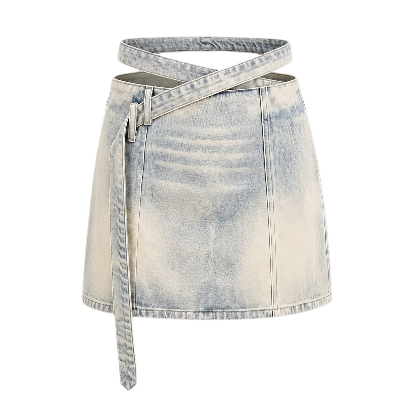 Distressed Denim Separated-Waist Skirt