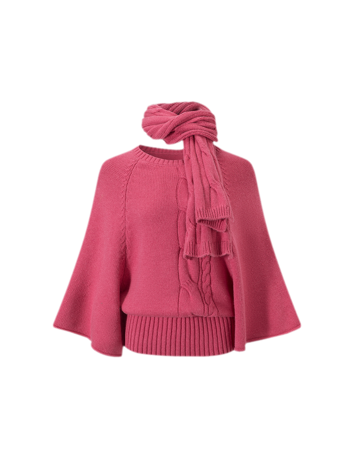Conjunto de suéter tipo capa de punto trenzado