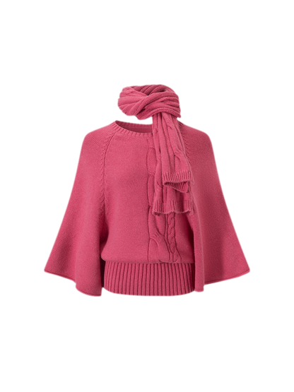 Conjunto de suéter tipo capa de punto trenzado