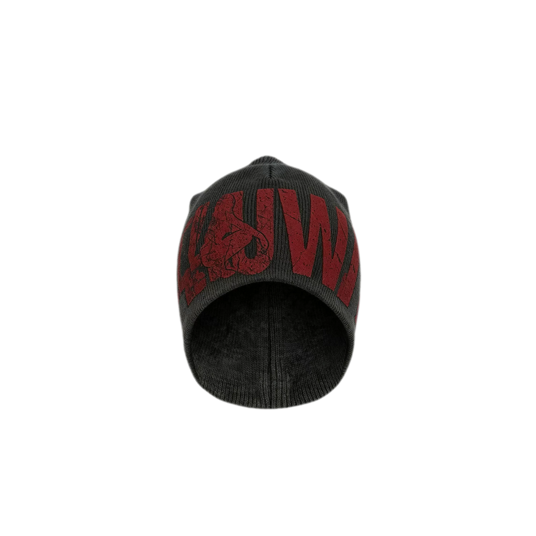 Graphic Print Rib Knit Beanie
