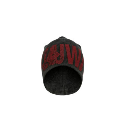 Graphic Print Rib Knit Beanie