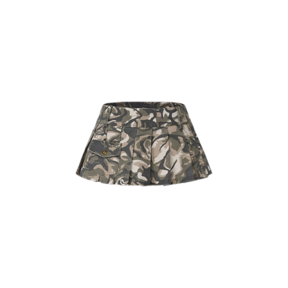 Camouflage Pleated Mini Skirt